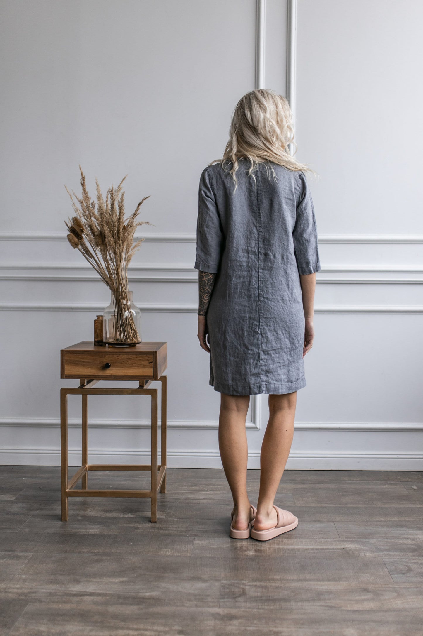 Linen dress with pockets